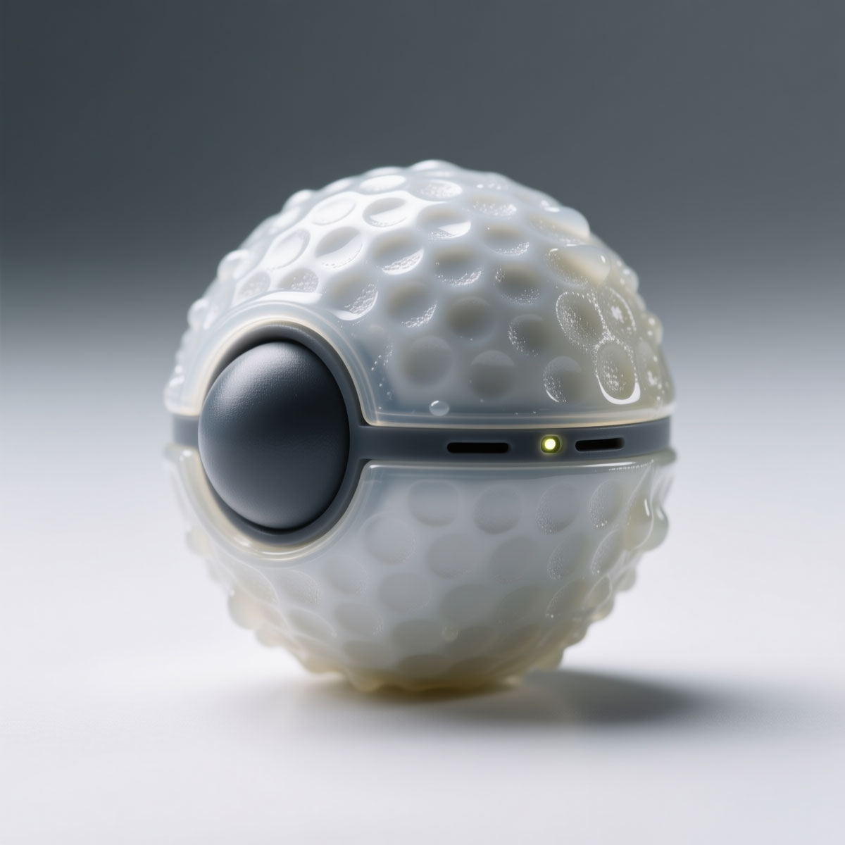 GPS Gumball police GPS tracking tag product render with soft silicone nodules and adhesive ring